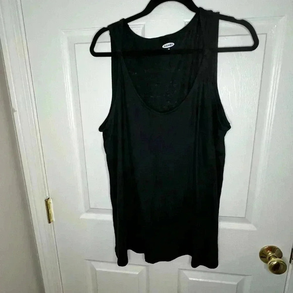 ⭐️ EUC Old Navy Linen-Blend Jersey Knotted-Strap Tank Top, Size XXL (20), Black - Picture 2 of 5